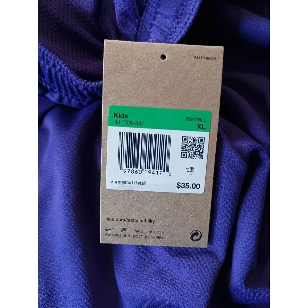 Nike Kobe Boys Basketball Shorts Purple/Gold Sizes Lrg & XL BRAND NEW WITH TAGS